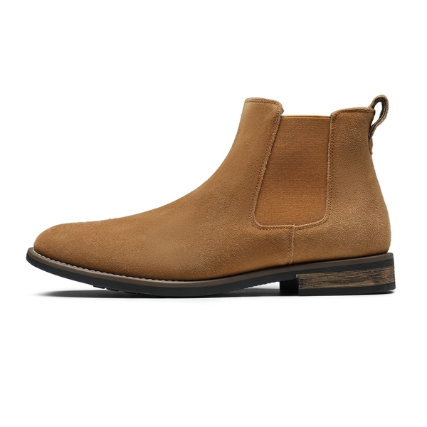 Men's Plain-Toe Suede Chelsea Boots - TAN - 2